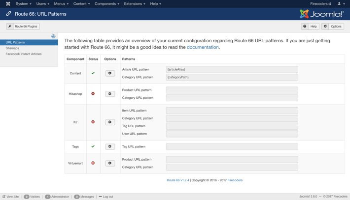 Route 66 for Joomla - URL Patterns