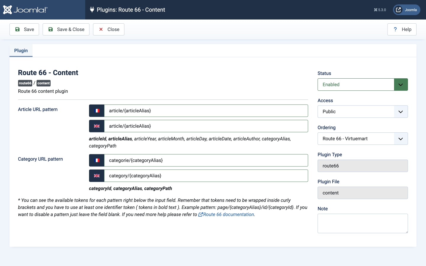 Joomla SEO: Route 66 URLs with patterns