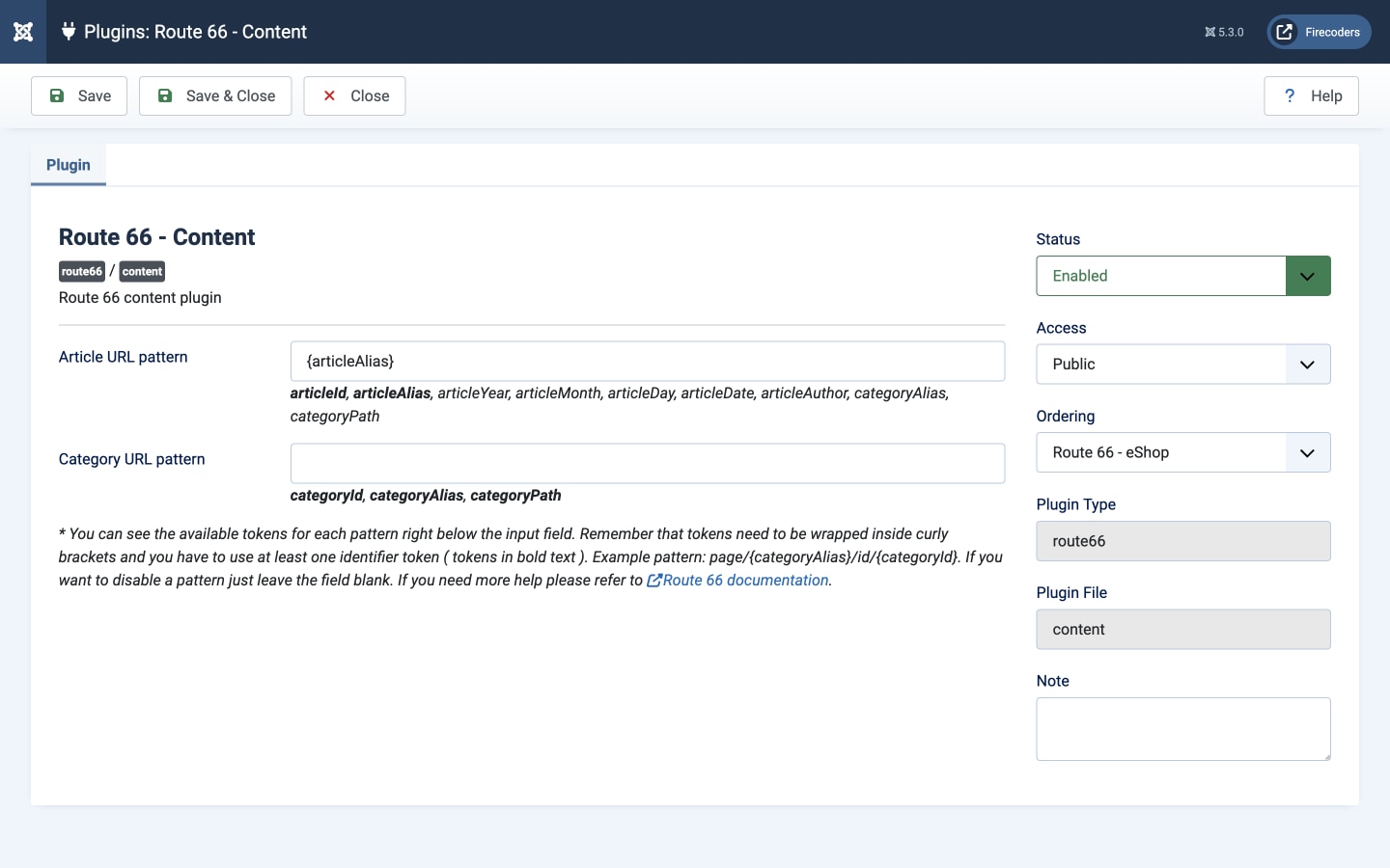 Route 66 for Joomla - URL Patterns